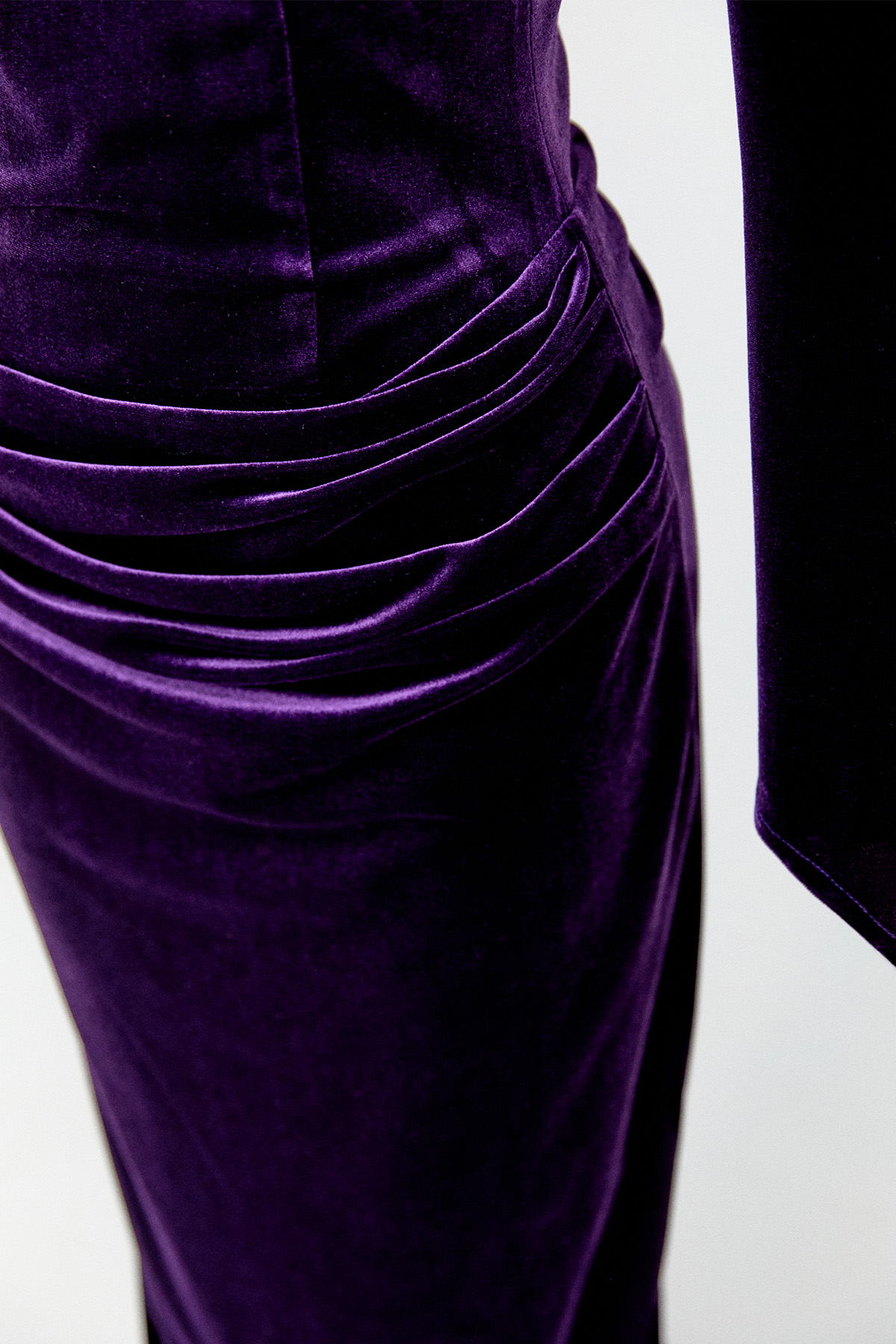 Drapeli Kadife Straplez Abiye Elbise, Tesettür Giyim