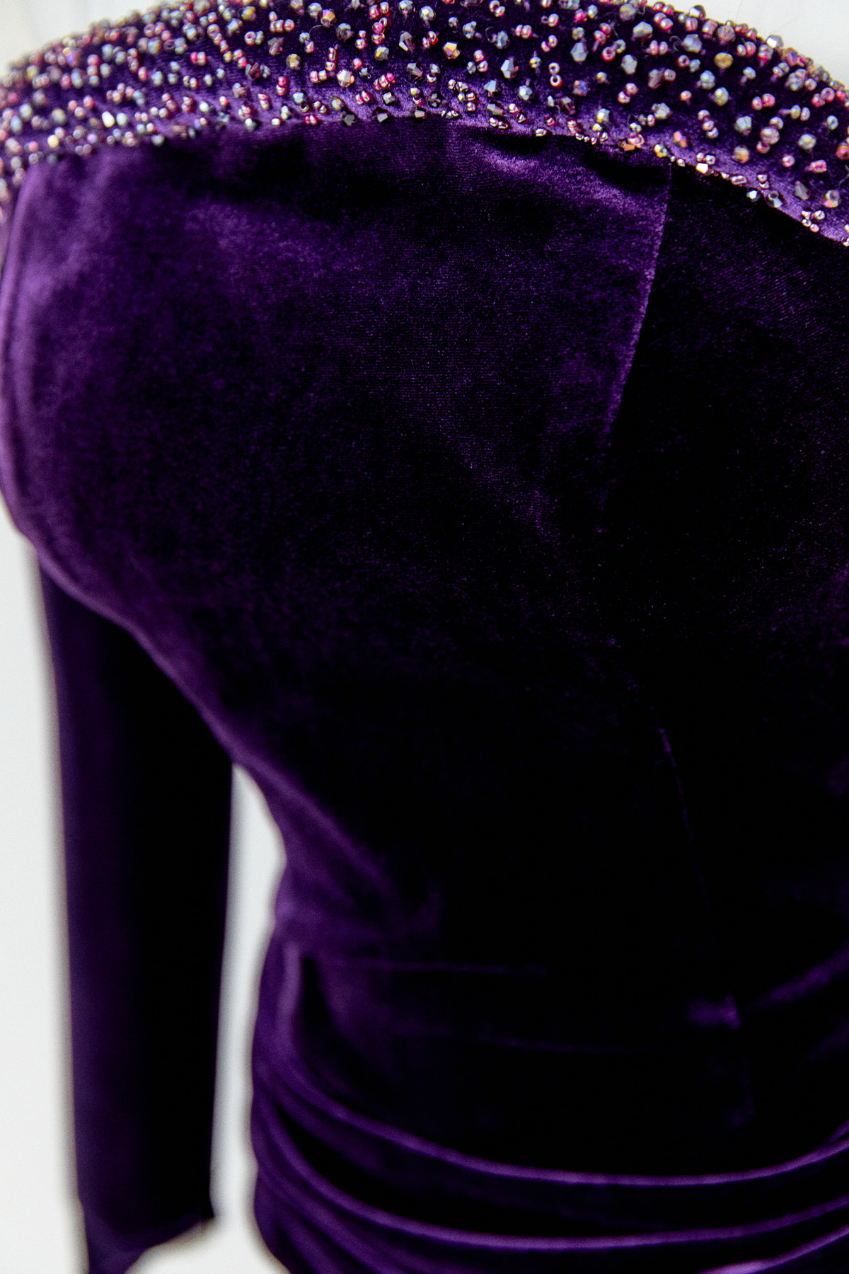 Drapeli Kadife Straplez Abiye Elbise, Tesettür Giyim