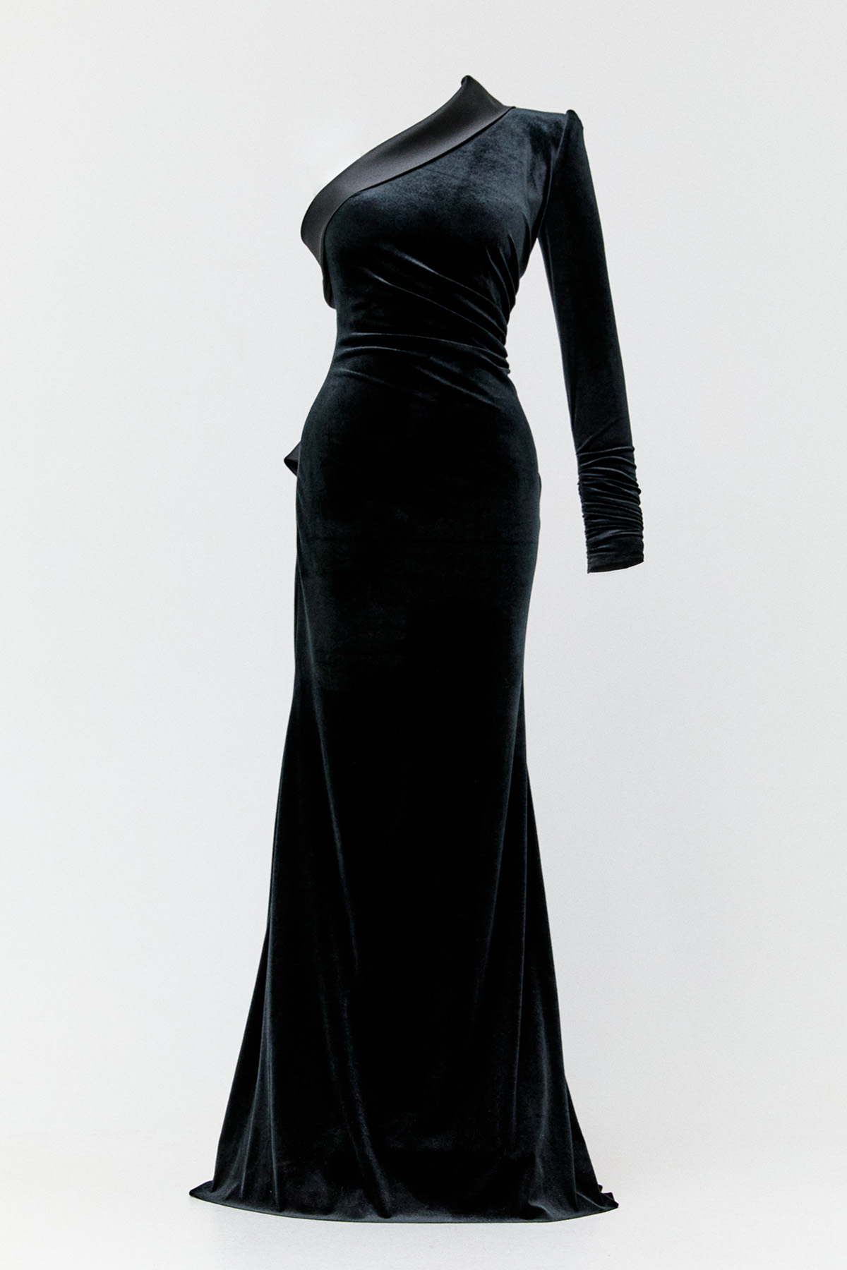 Tek Omuz Kadife Abiye Elbise, Tesettür Giyim