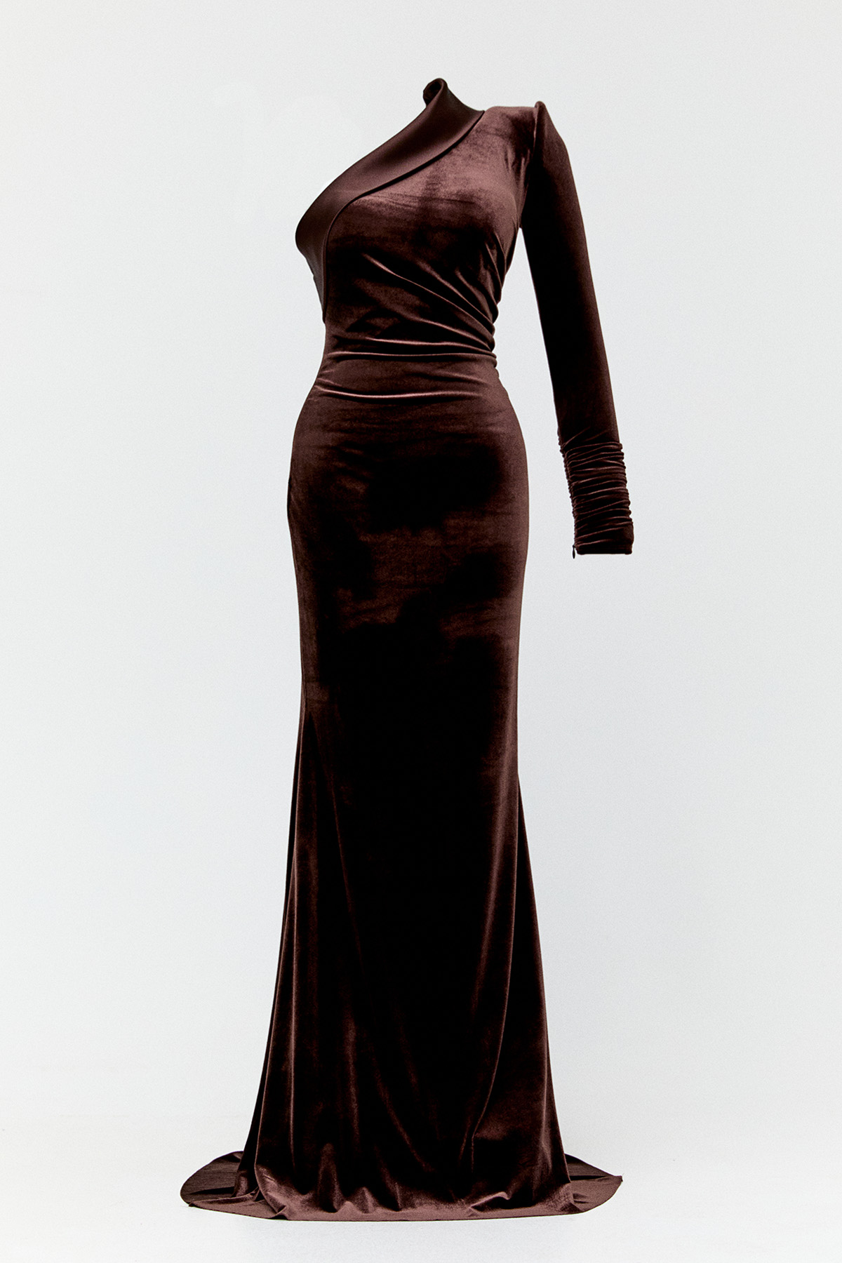 Tek Omuz Kadife Abiye Elbise, Tesettür Giyim