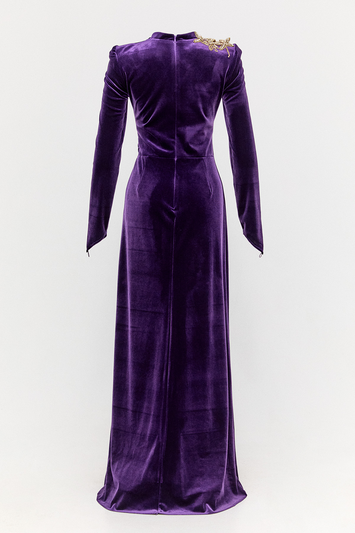 Yırtmaçlı Kadife Abiye Elbise, Tesettür Giyim