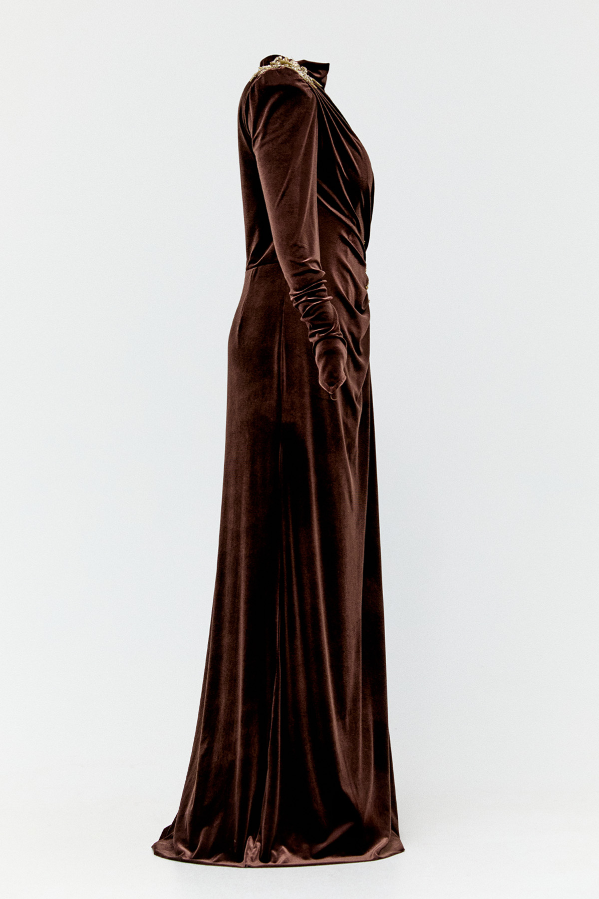 Yırtmaçlı Kadife Abiye Elbise, Tesettür Giyim