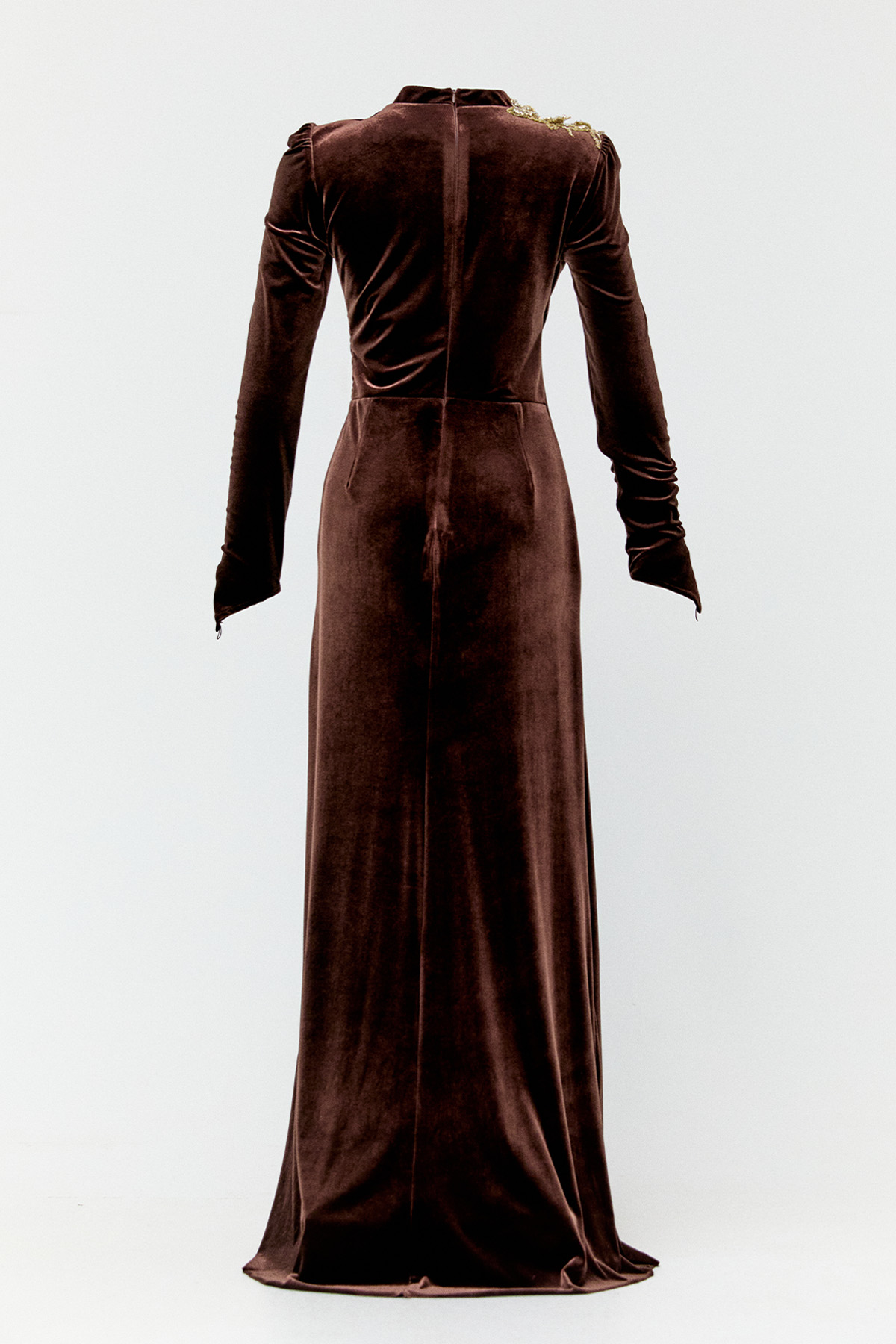 Yırtmaçlı Kadife Abiye Elbise, Tesettür Giyim