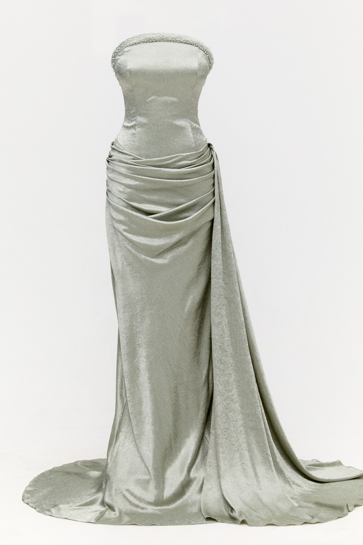 Drapeli Straplez Abiye Elbise, Tesettür Giyim