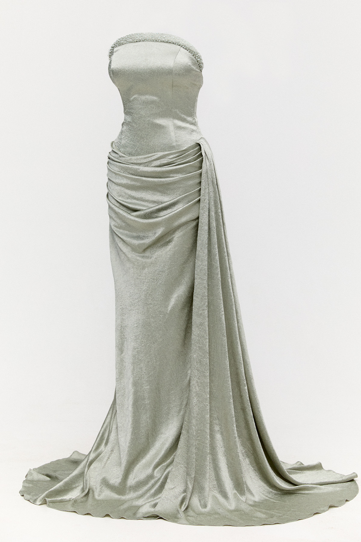 Drapeli Straplez Abiye Elbise, Tesettür Giyim