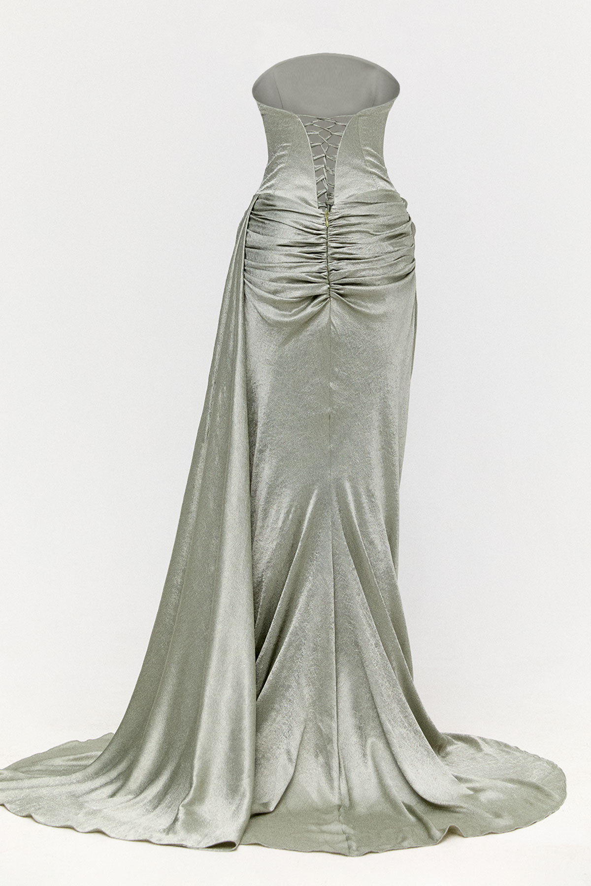 Drapeli Straplez Abiye Elbise, Tesettür Giyim