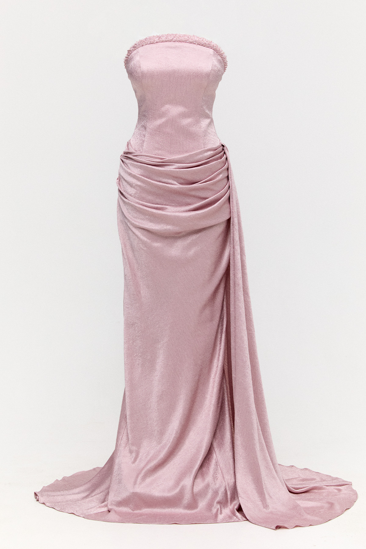 Drapeli Straplez Abiye Elbise, Tesettür Giyim