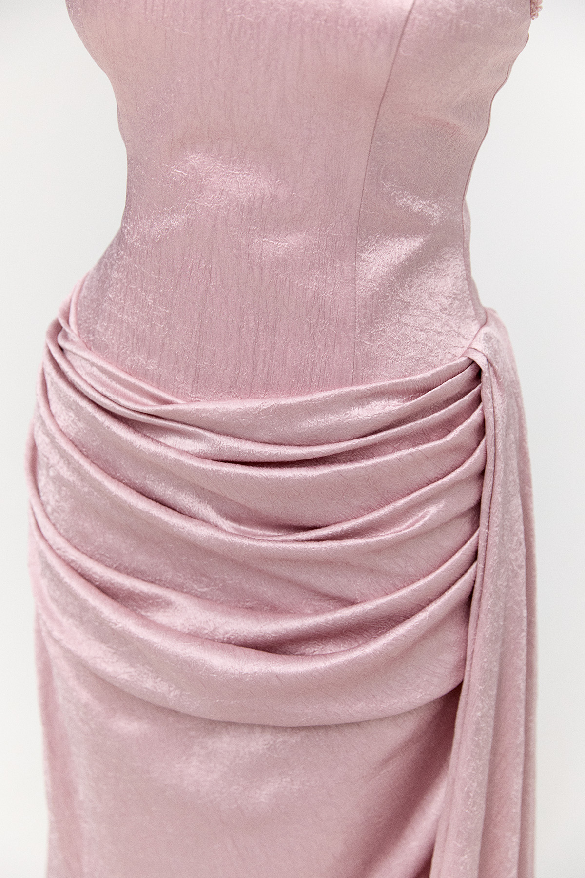 Drapeli Straplez Abiye Elbise, Tesettür Giyim