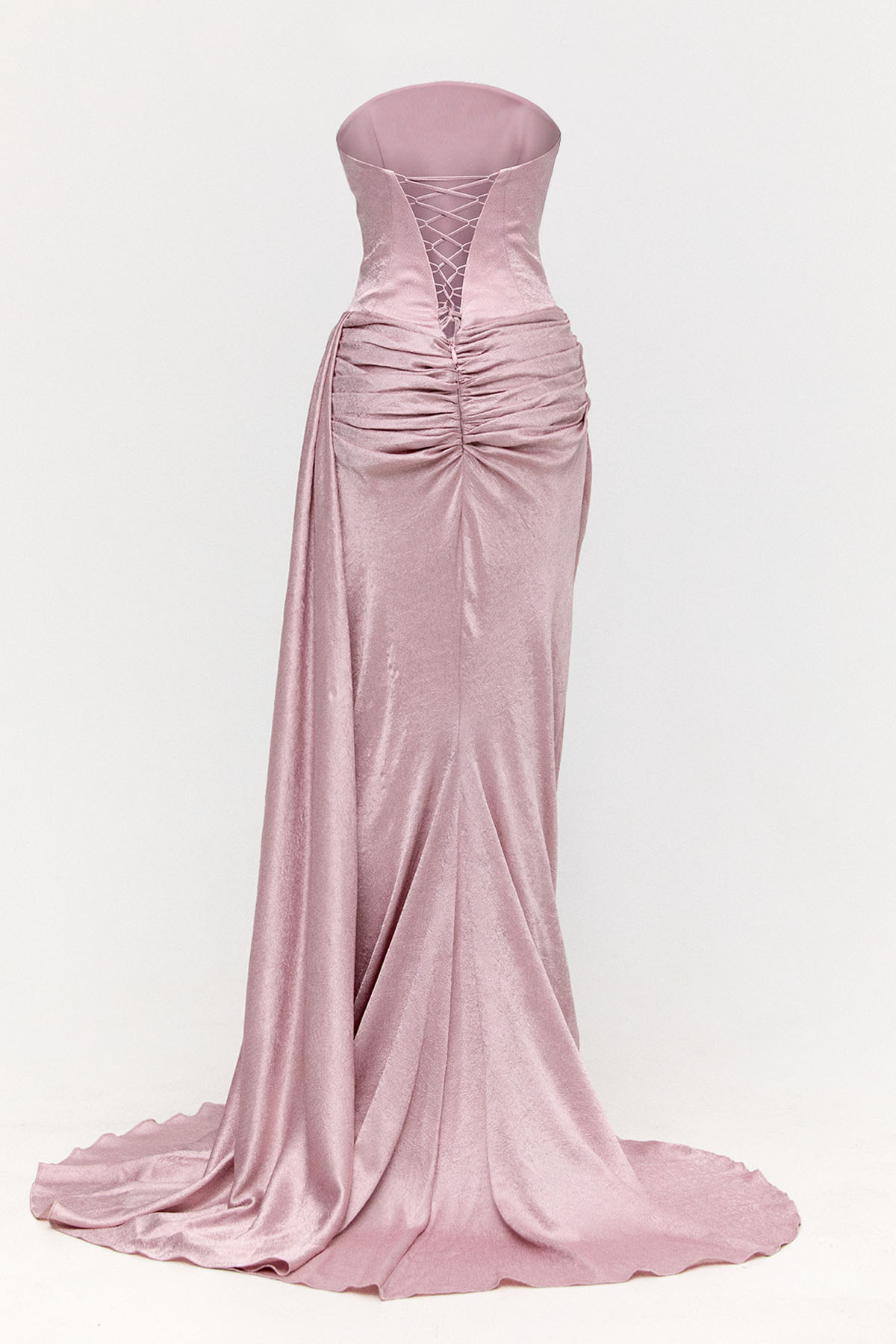 Drapeli Straplez Abiye Elbise, Tesettür Giyim