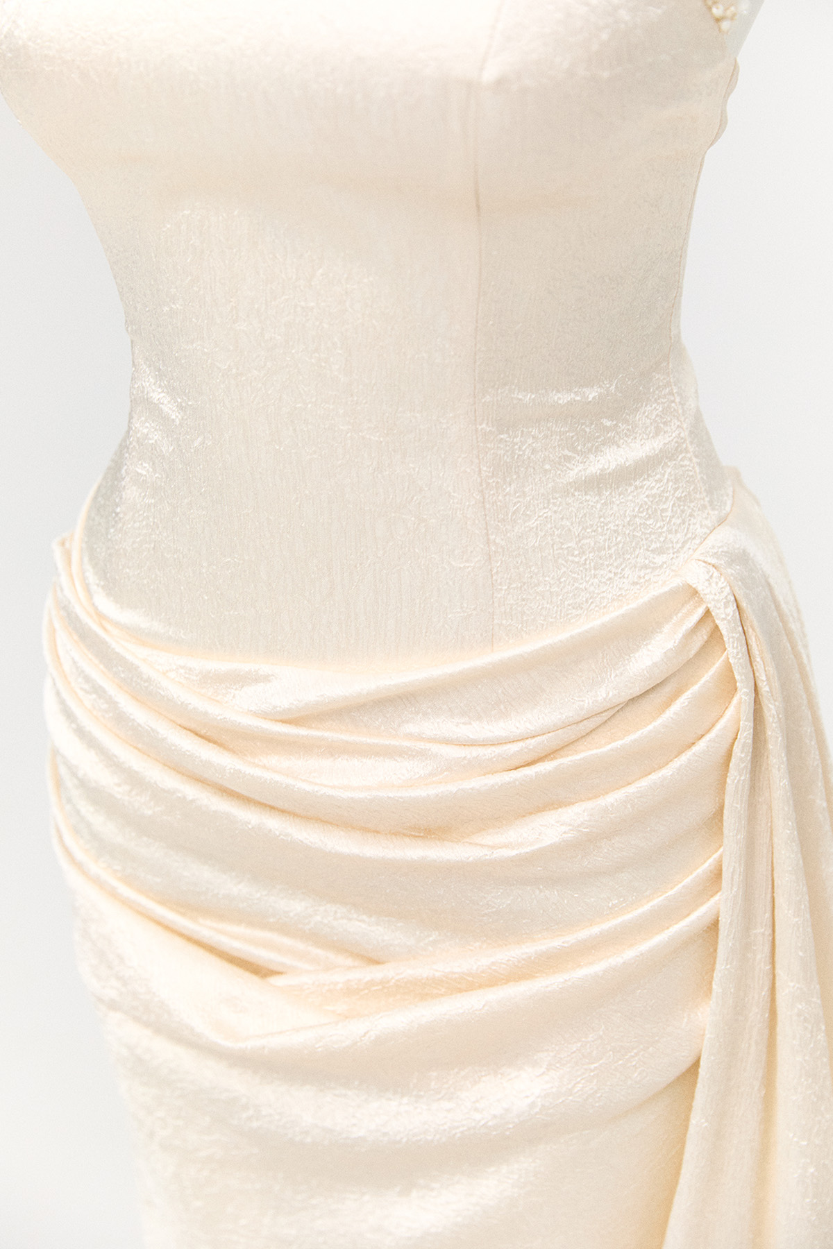 Drapeli Straplez Abiye Elbise, Tesettür Giyim