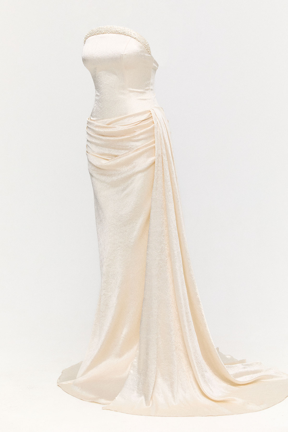 Drapeli Straplez Abiye Elbise, Tesettür Giyim