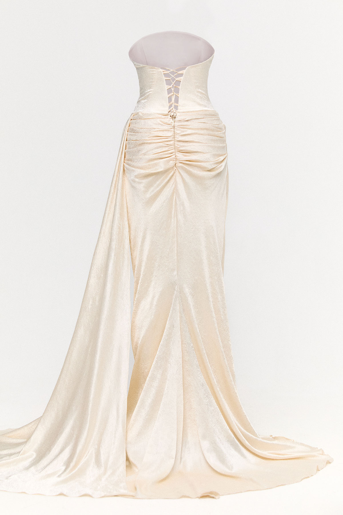 Drapeli Straplez Abiye Elbise, Tesettür Giyim