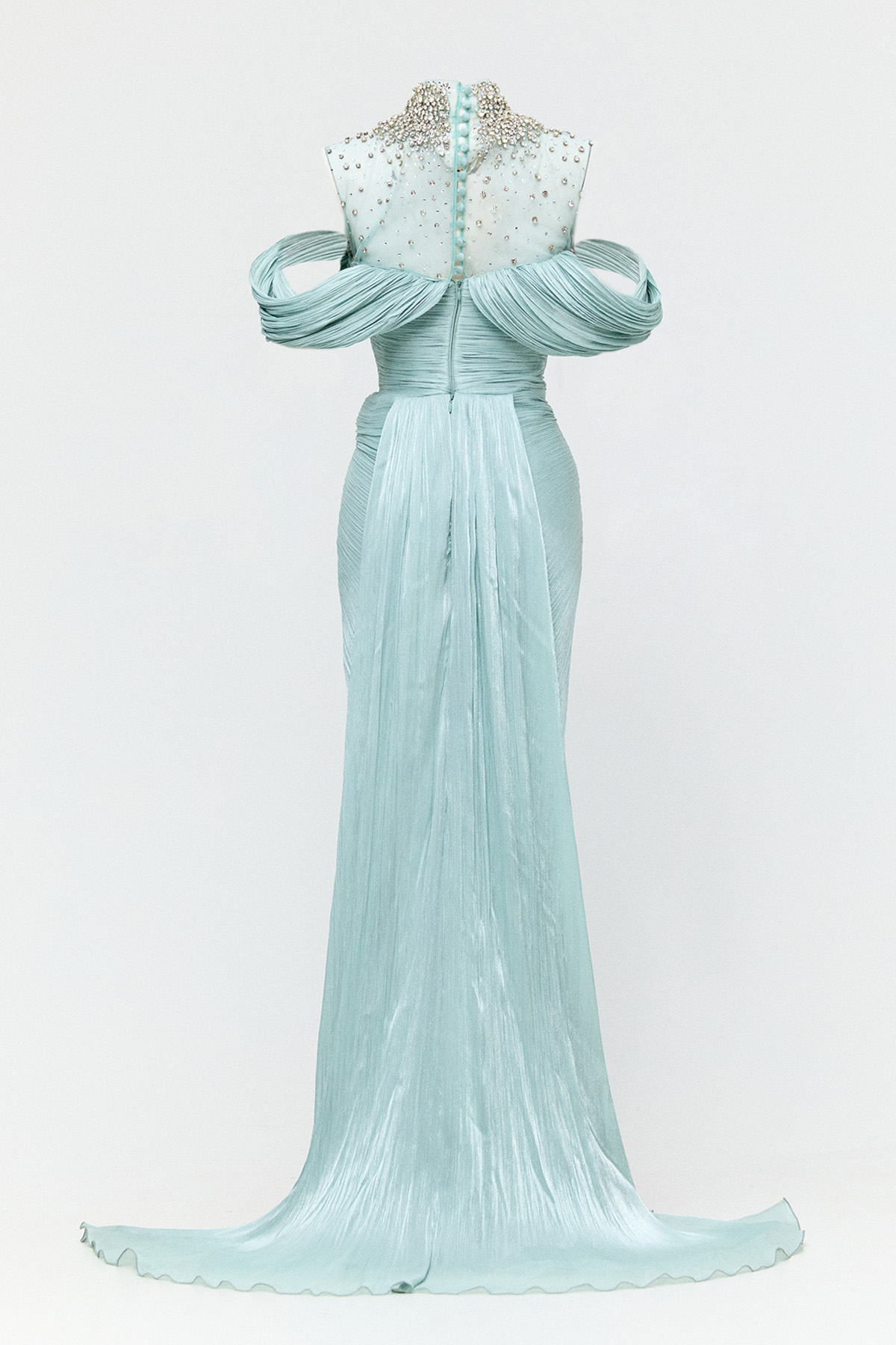 Taş İşlemeli Kuyruklu Abiye Elbise, Tesettür Giyim