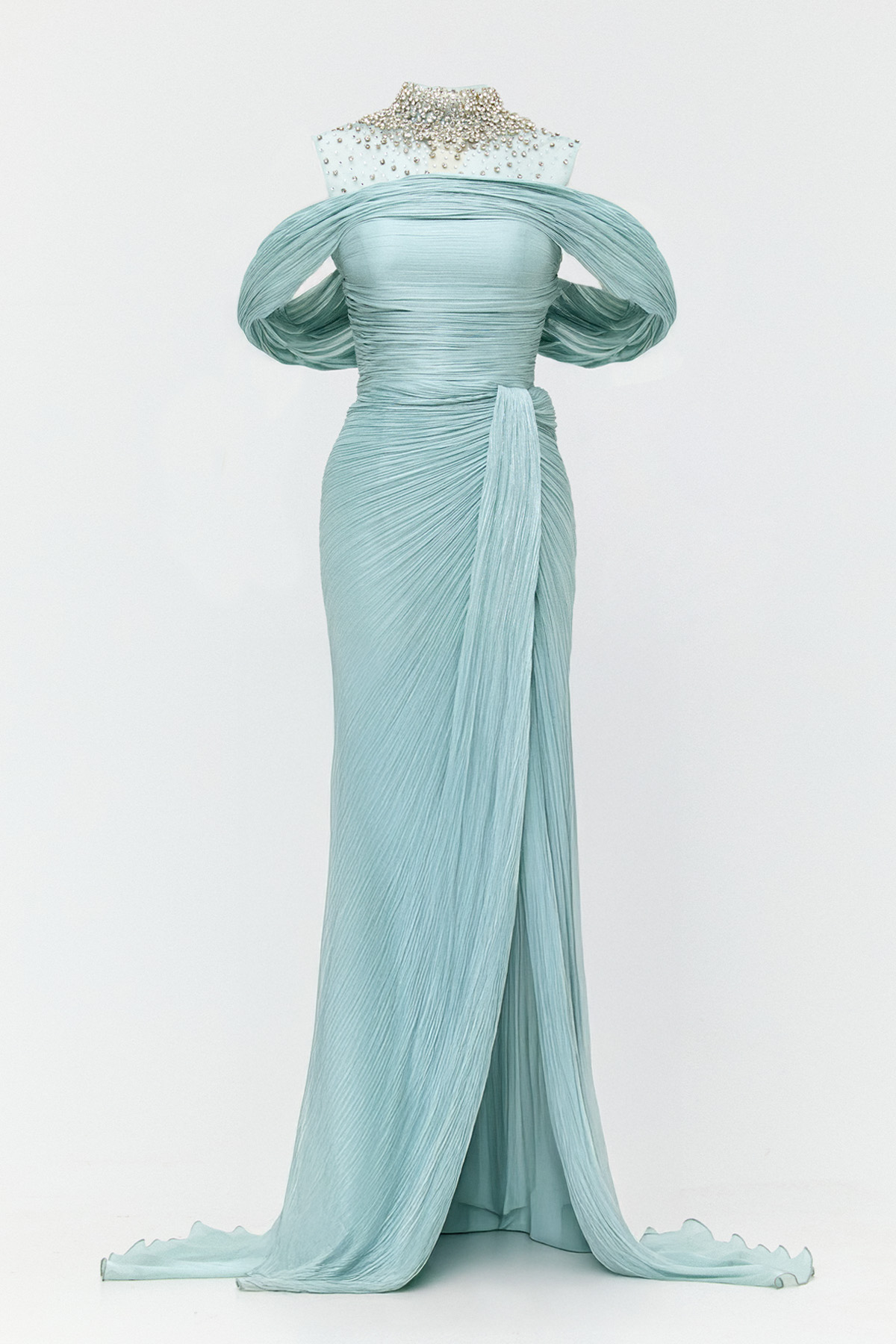 Taş İşlemeli Kuyruklu Abiye Elbise, Tesettür Giyim