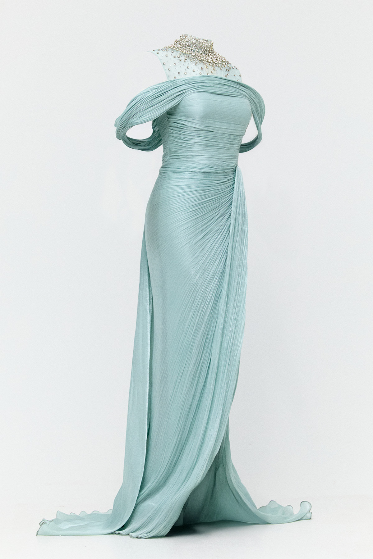 Taş İşlemeli Kuyruklu Abiye Elbise, Tesettür Giyim