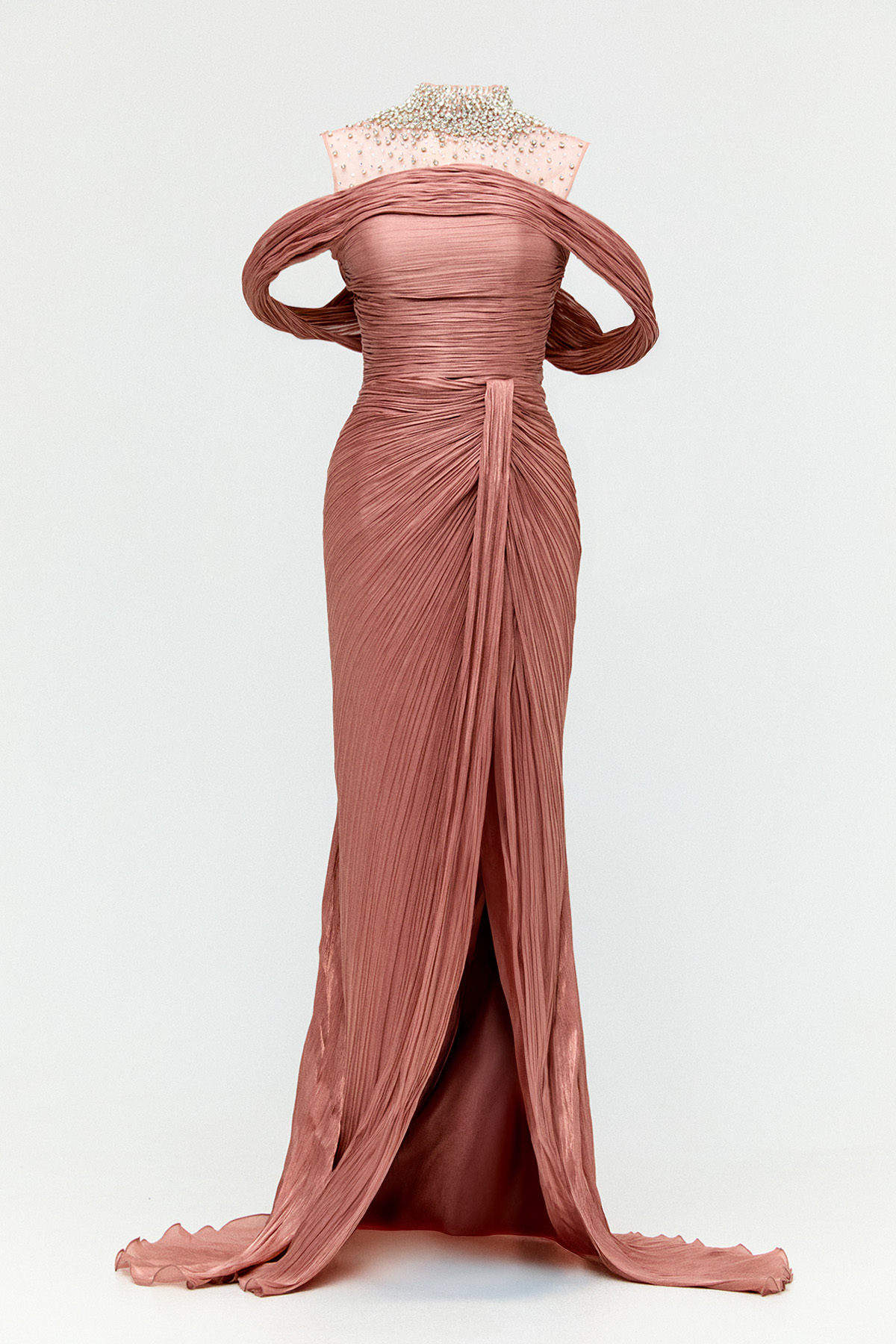 Taş İşlemeli Kuyruklu Abiye Elbise, Tesettür Giyim