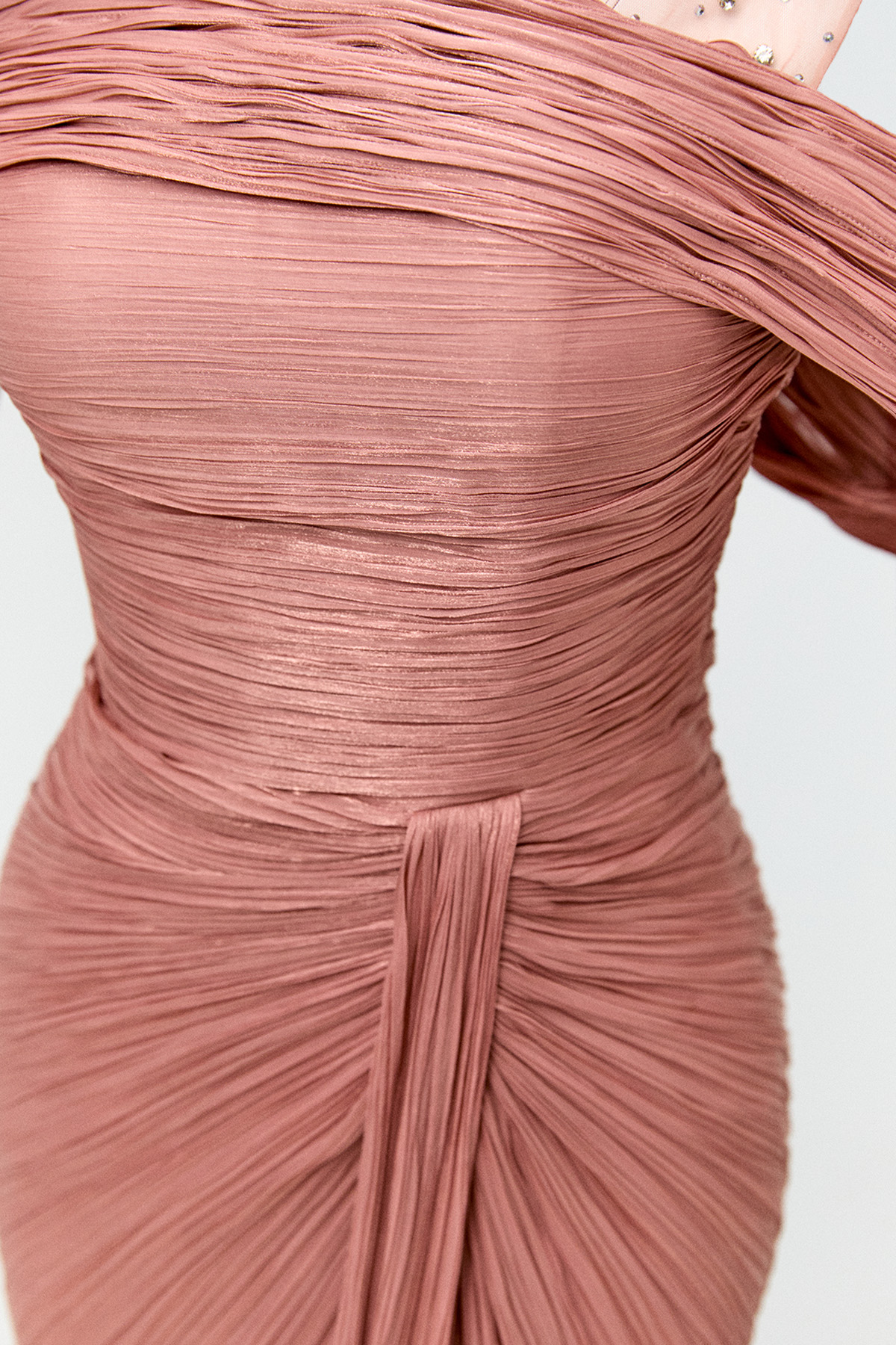 Taş İşlemeli Kuyruklu Abiye Elbise, Tesettür Giyim