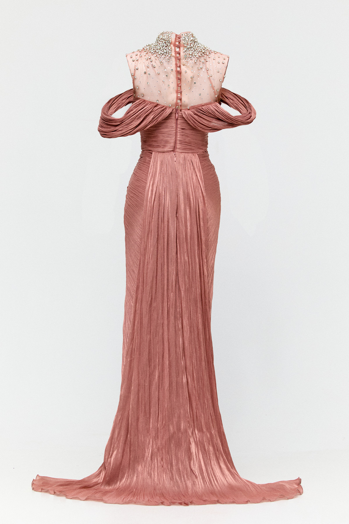 Taş İşlemeli Kuyruklu Abiye Elbise, Tesettür Giyim