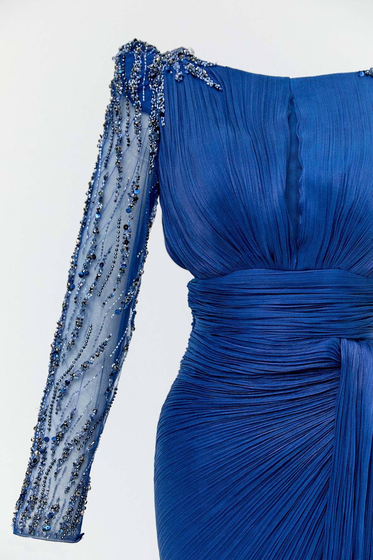 Taş İşlemeli Drapeli Abiye Elbise, Tesettür Giyim