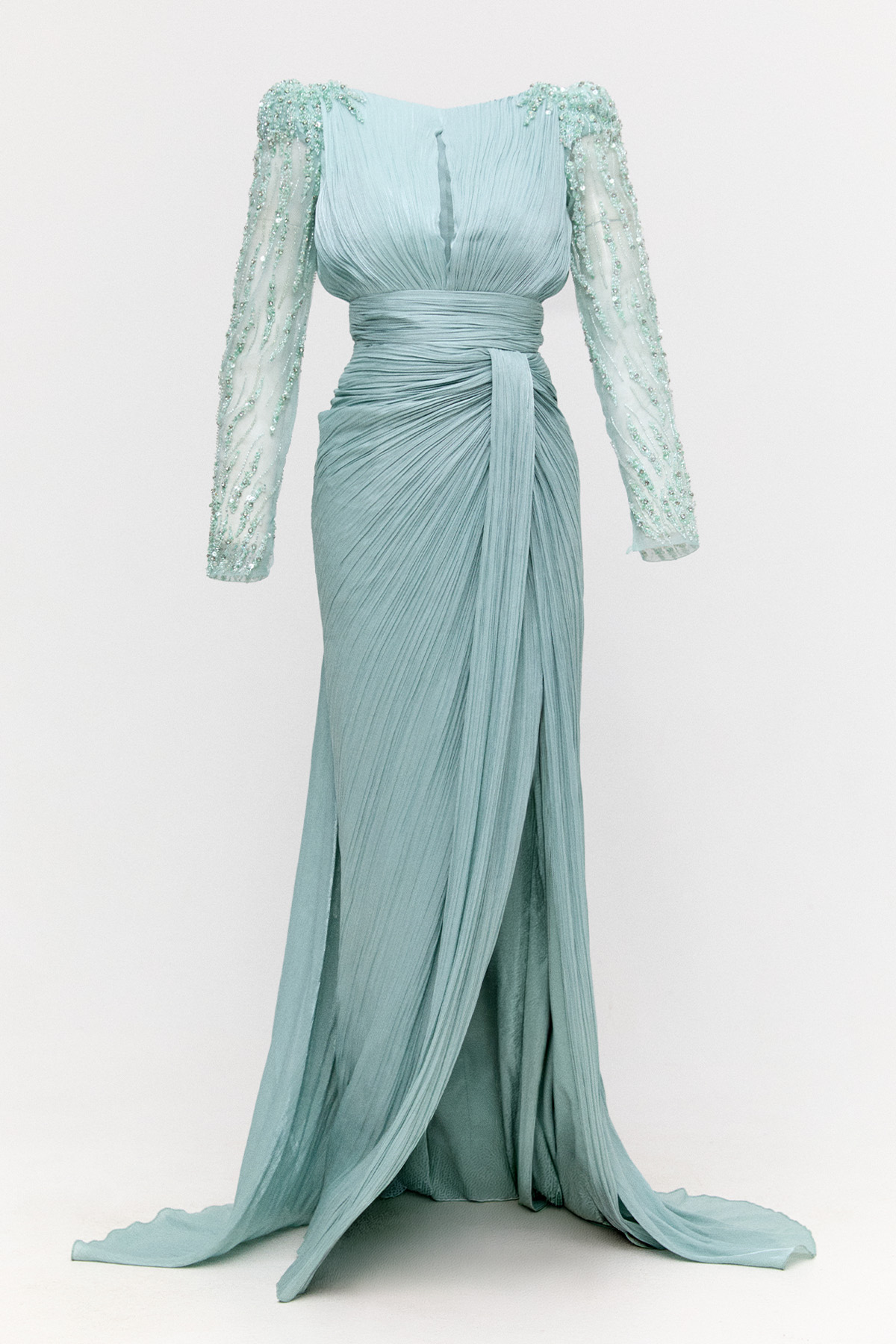 Taş İşlemeli Drapeli Abiye Elbise, Tesettür Giyim