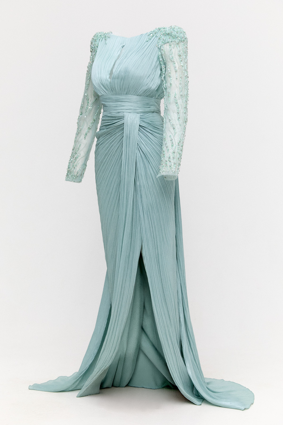 Taş İşlemeli Drapeli Abiye Elbise, Tesettür Giyim