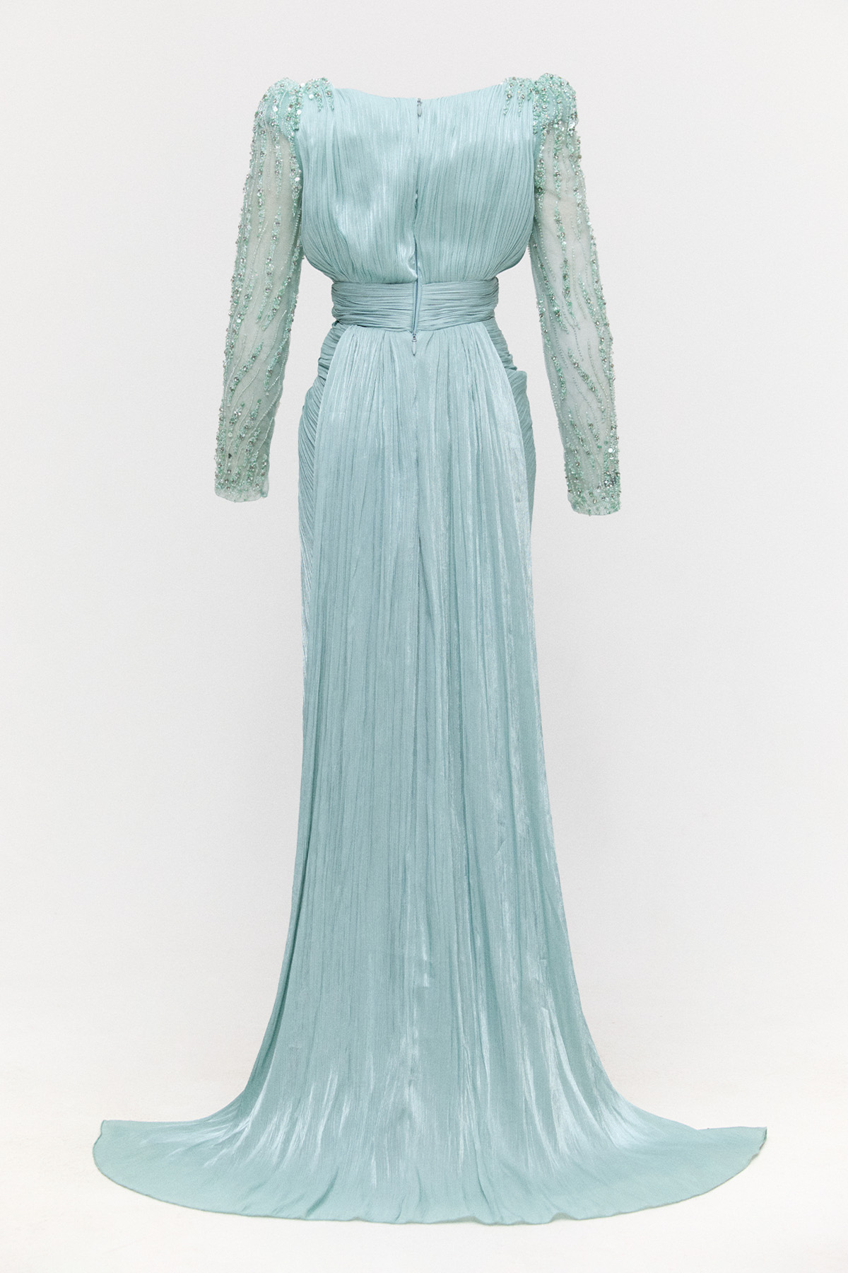 Taş İşlemeli Drapeli Abiye Elbise, Tesettür Giyim