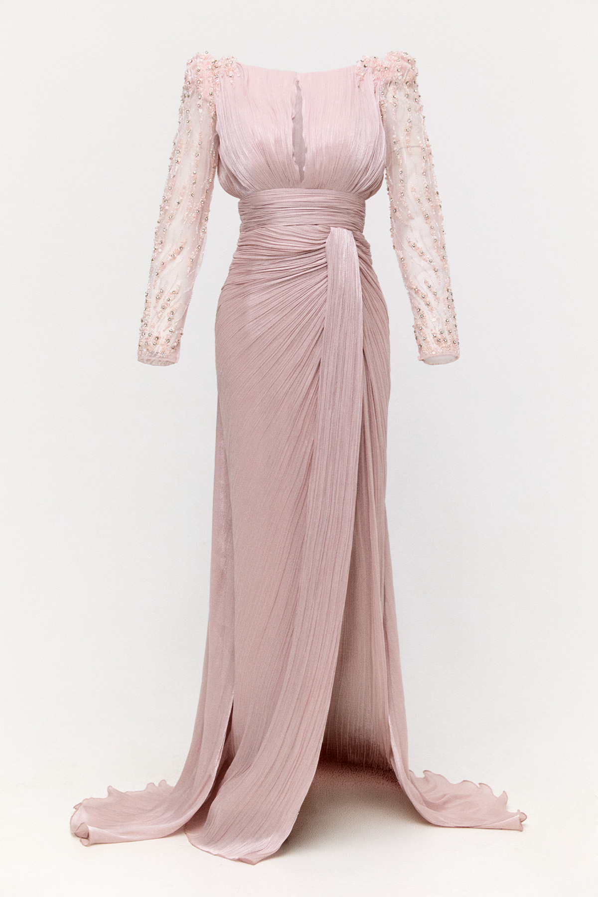 Taş İşlemeli Drapeli Abiye Elbise, Tesettür Giyim