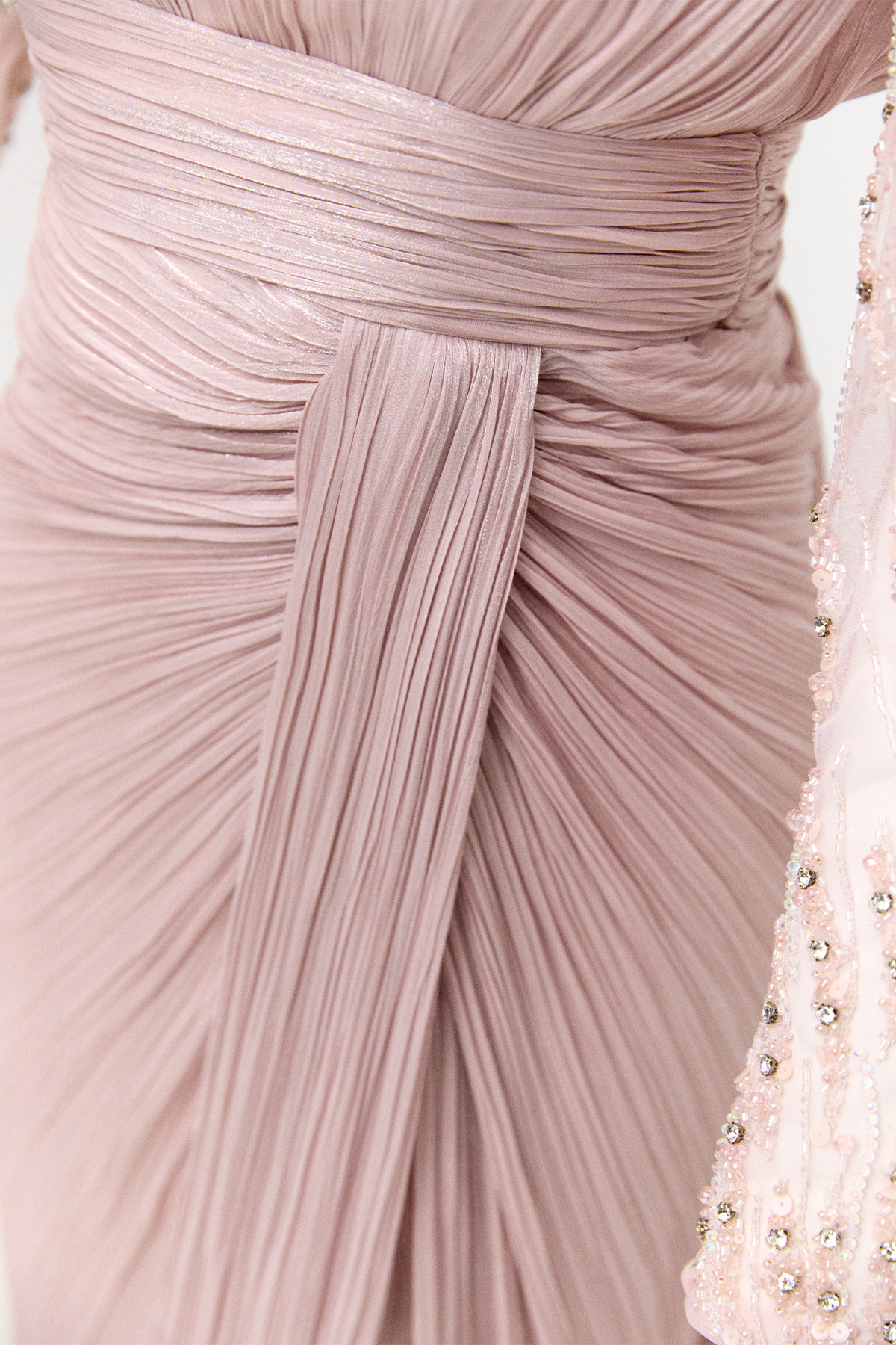 Taş İşlemeli Drapeli Abiye Elbise, Tesettür Giyim