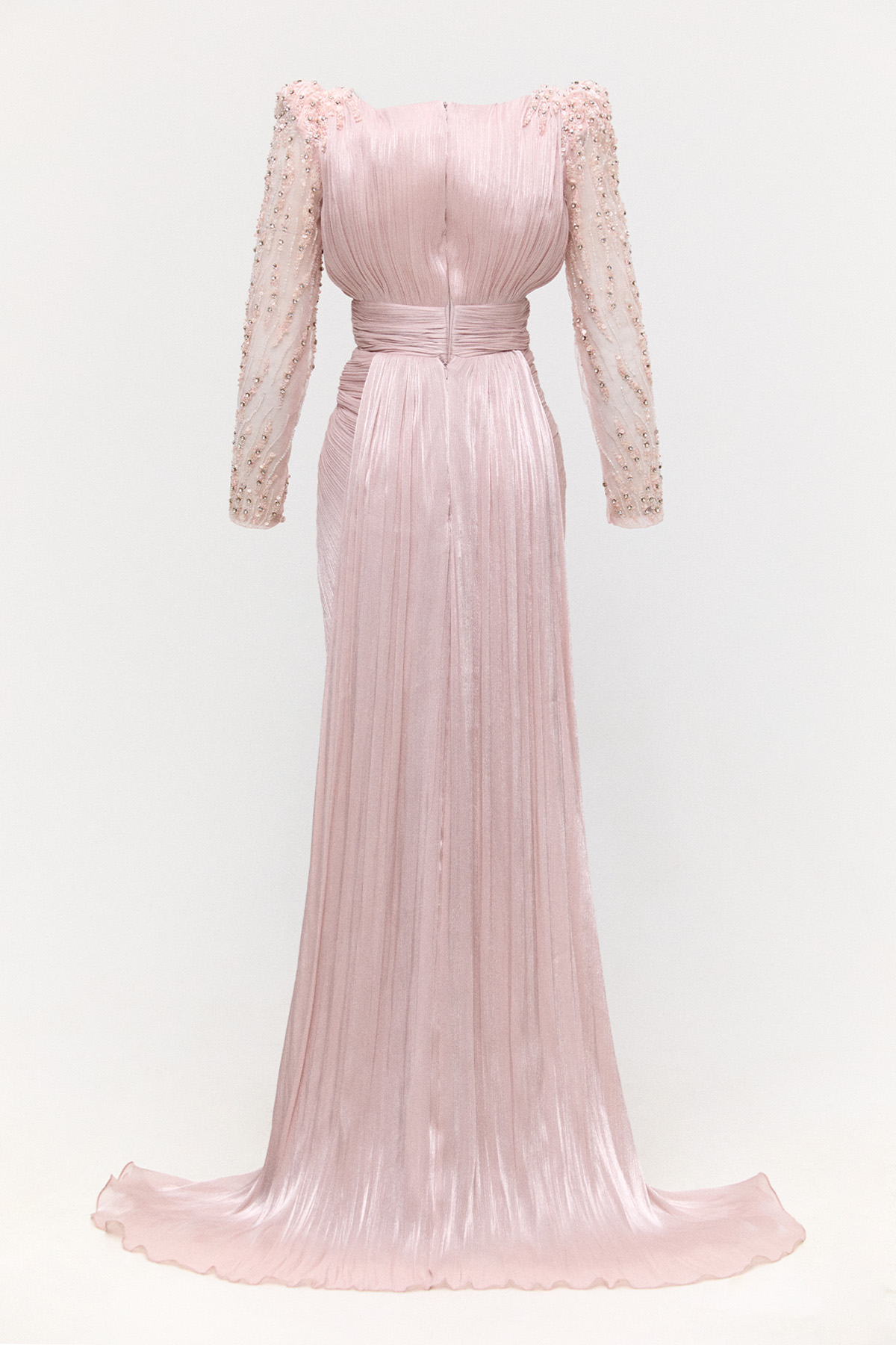 Taş İşlemeli Drapeli Abiye Elbise, Tesettür Giyim