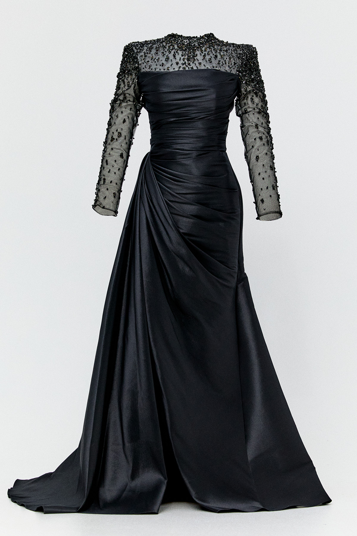 Taşlı İşlemeli Tafta Abiye Elbise, Tesettür Giyim