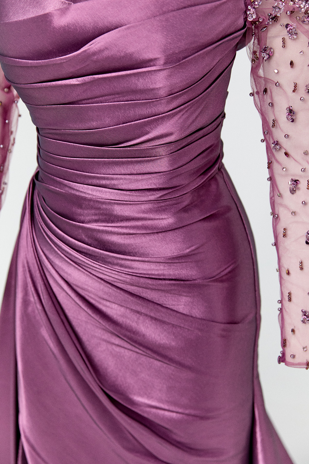 Taşlı İşlemeli Tafta Abiye Elbise, Tesettür Giyim