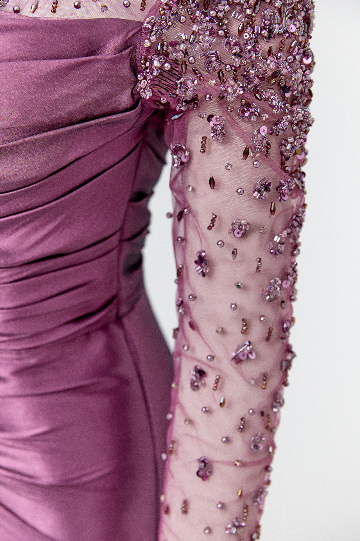 Taşlı İşlemeli Tafta Abiye Elbise, Tesettür Giyim