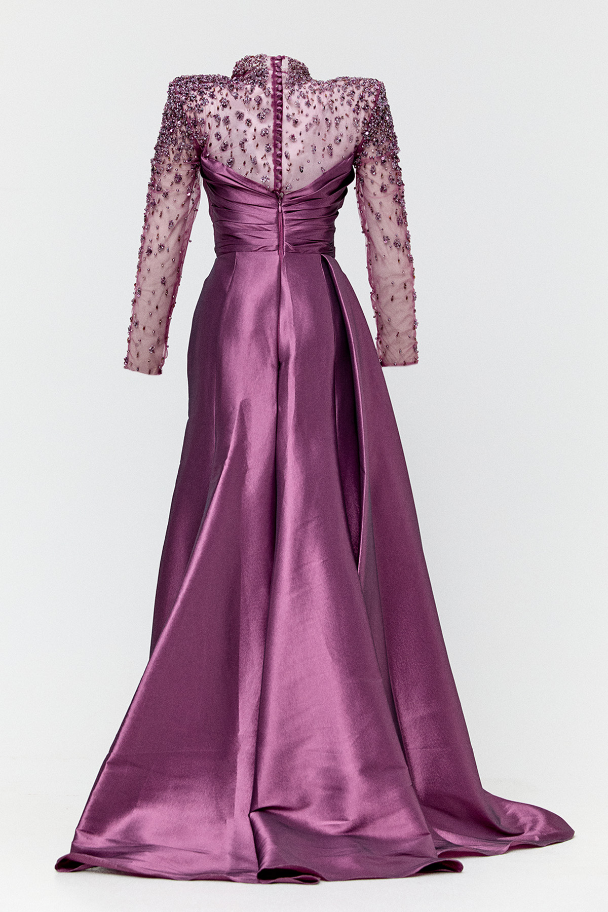 Taşlı İşlemeli Tafta Abiye Elbise, Tesettür Giyim