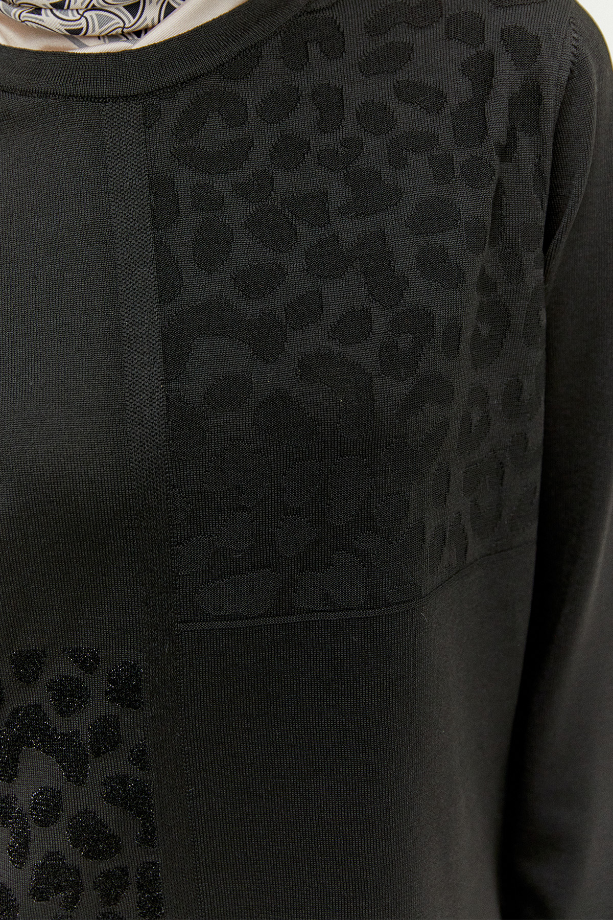 Leopar Desenli Sim Detaylı Triko Bluz