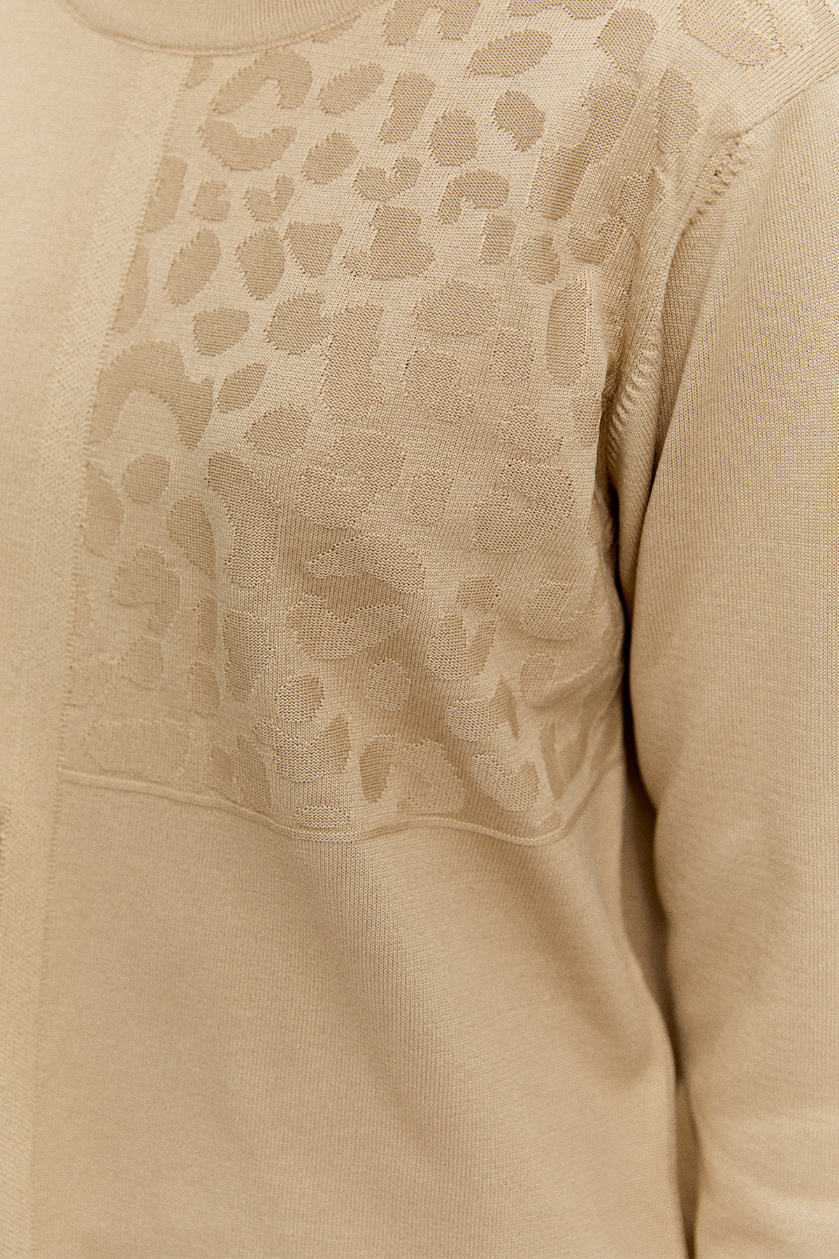 Leopar Desenli Sim Detaylı Triko Bluz