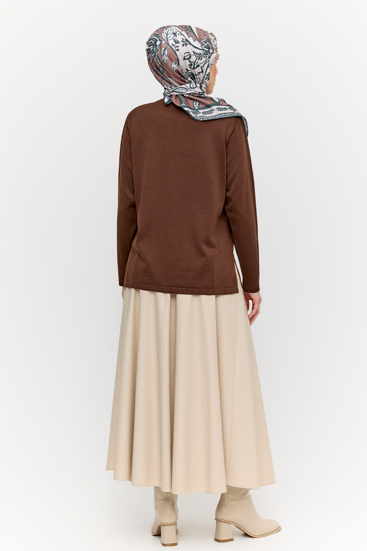 Parçalı Yırtmaçlı Triko Bluz, Tesettür Giyim