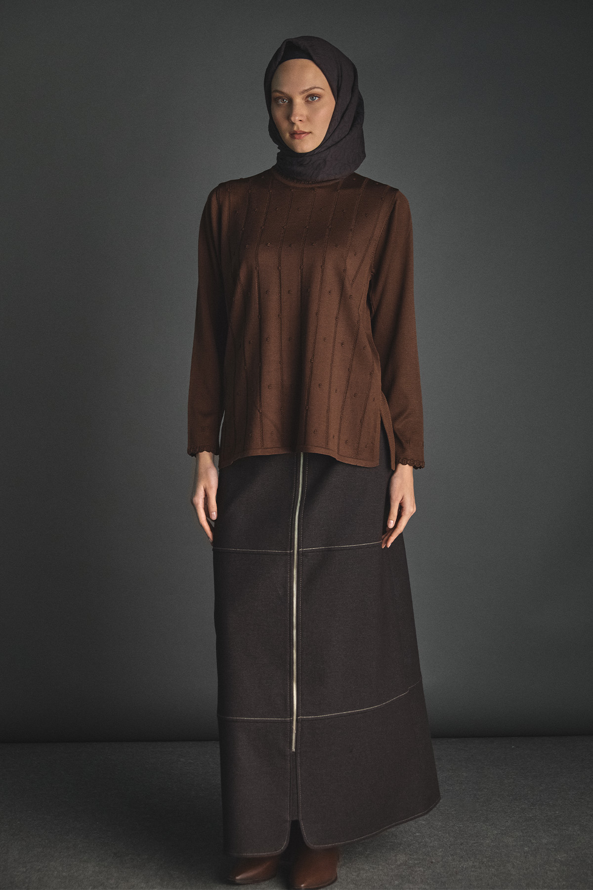 Dilim Detaylı Triko Bluz