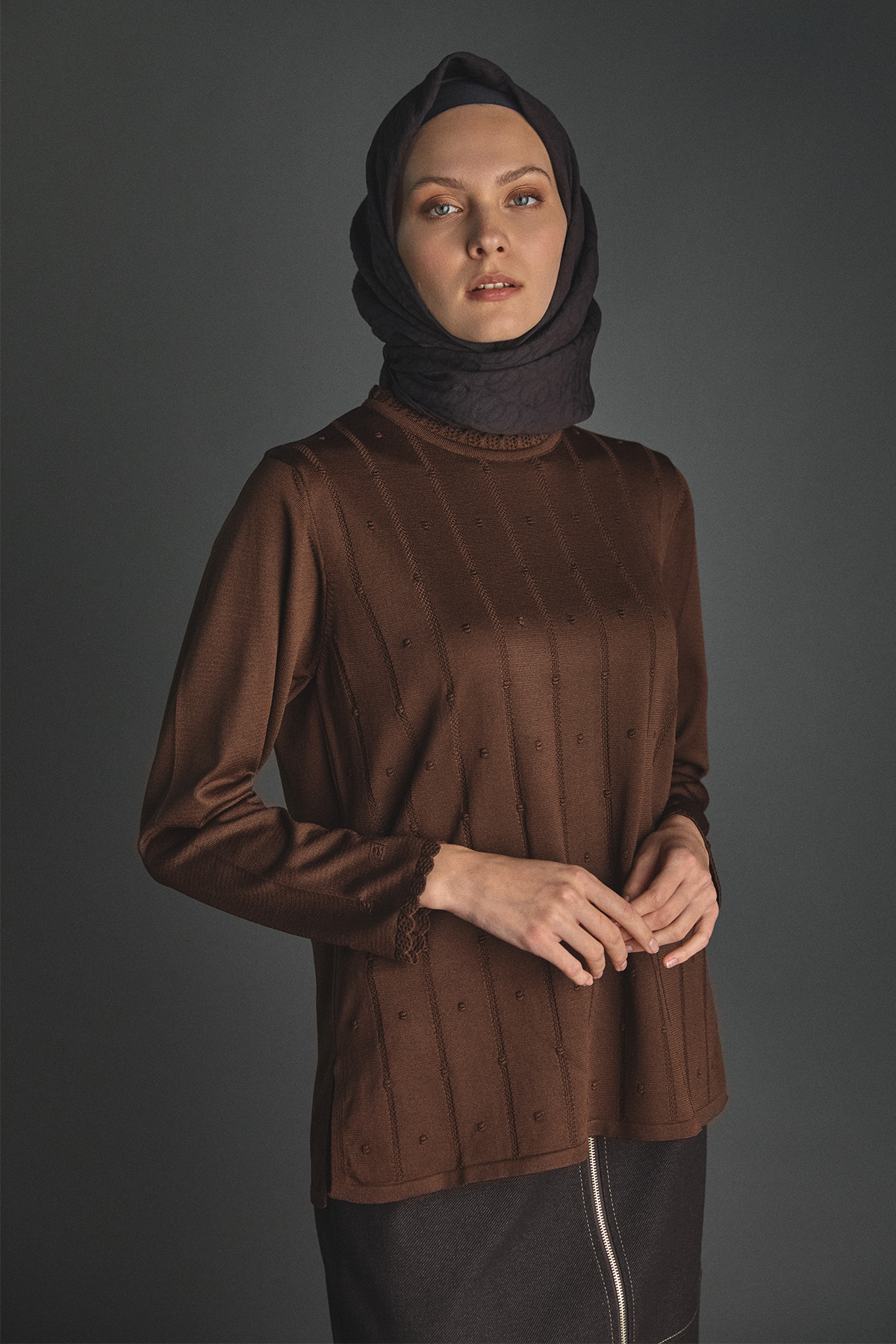 Dilim Detaylı Triko Bluz