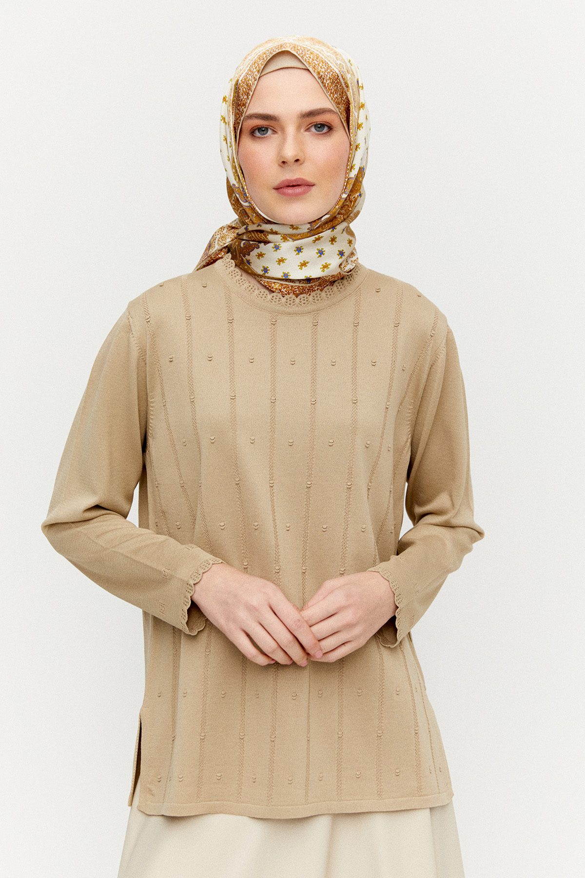 Dilim Detaylı Triko Bluz