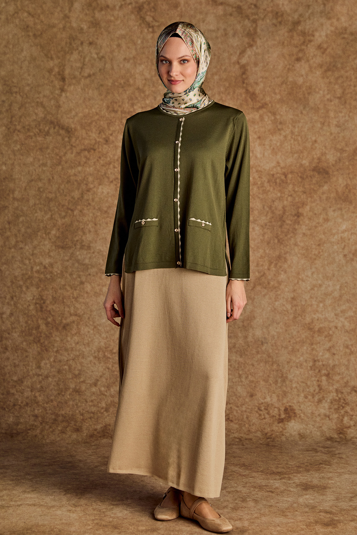 Süs Düğmeli Triko Bluz