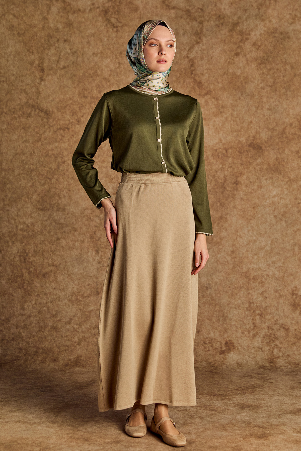 Süs Düğmeli Triko Bluz