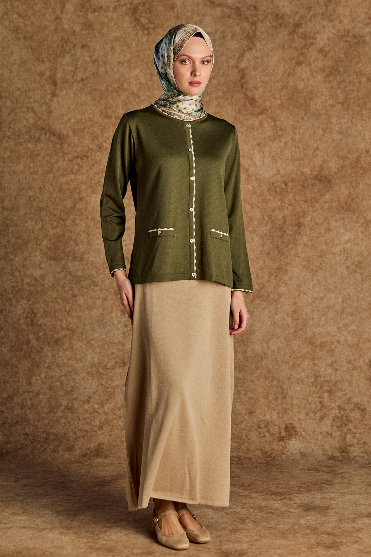 Süs Düğmeli Triko Bluz