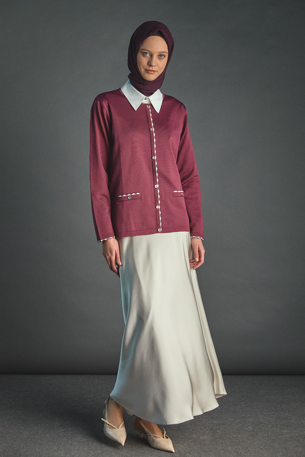 Süs Düğmeli Triko Bluz