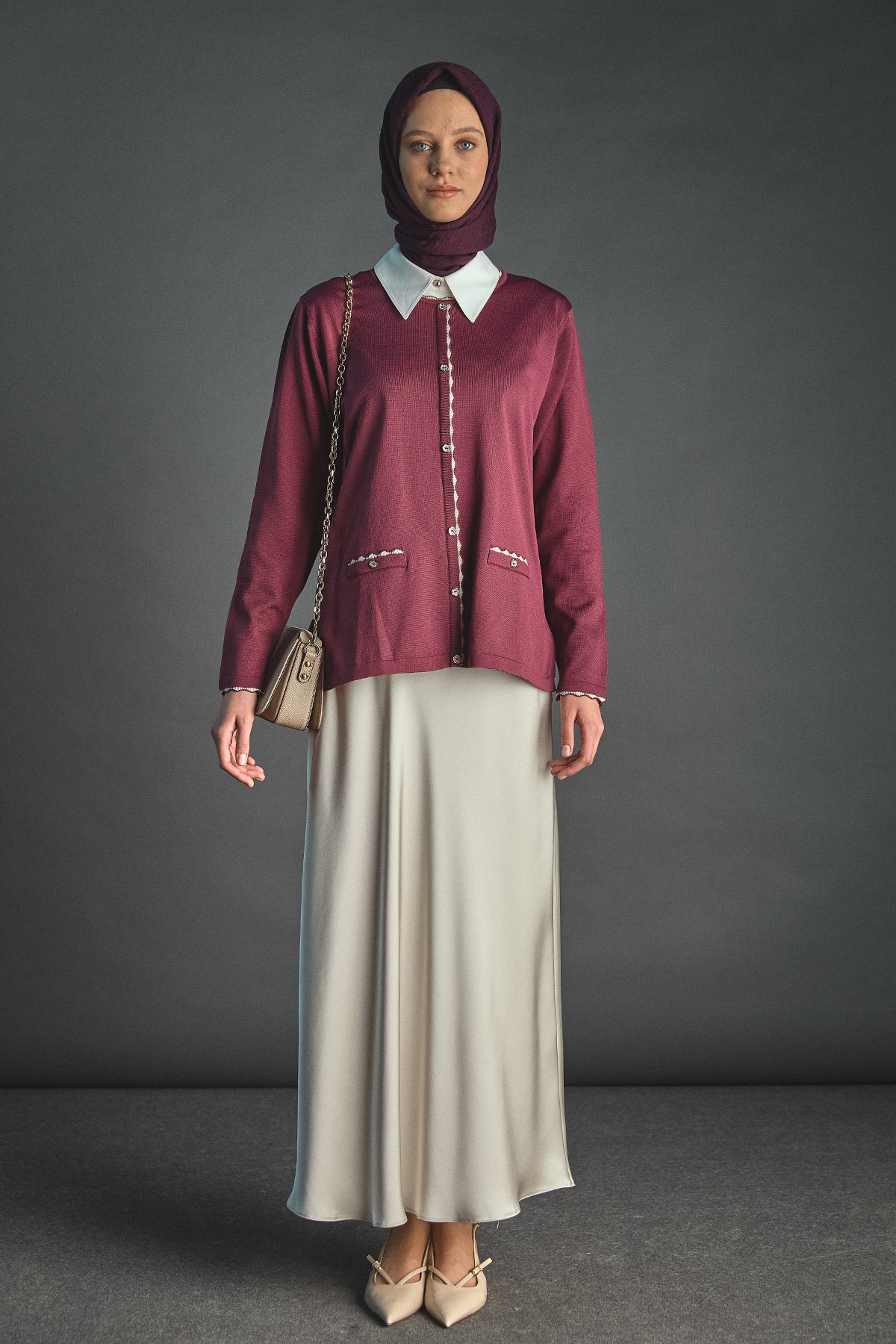 Süs Düğmeli Triko Bluz