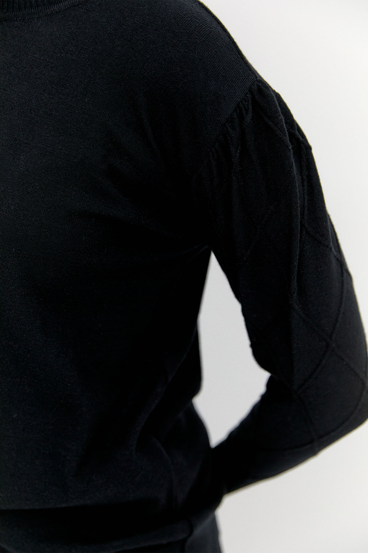 Baklava Desenli Ribanalı Triko Bluz, Tesettür Giyim