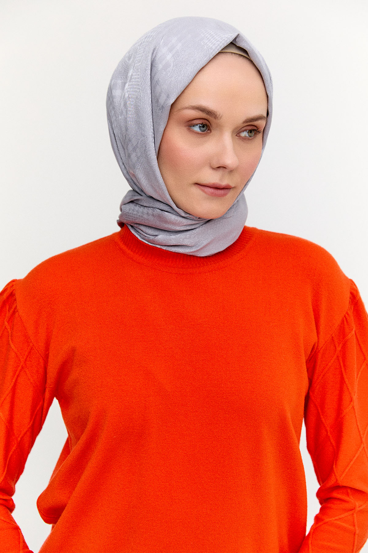 Baklava Desenli Ribanalı Triko Bluz, Tesettür Giyim