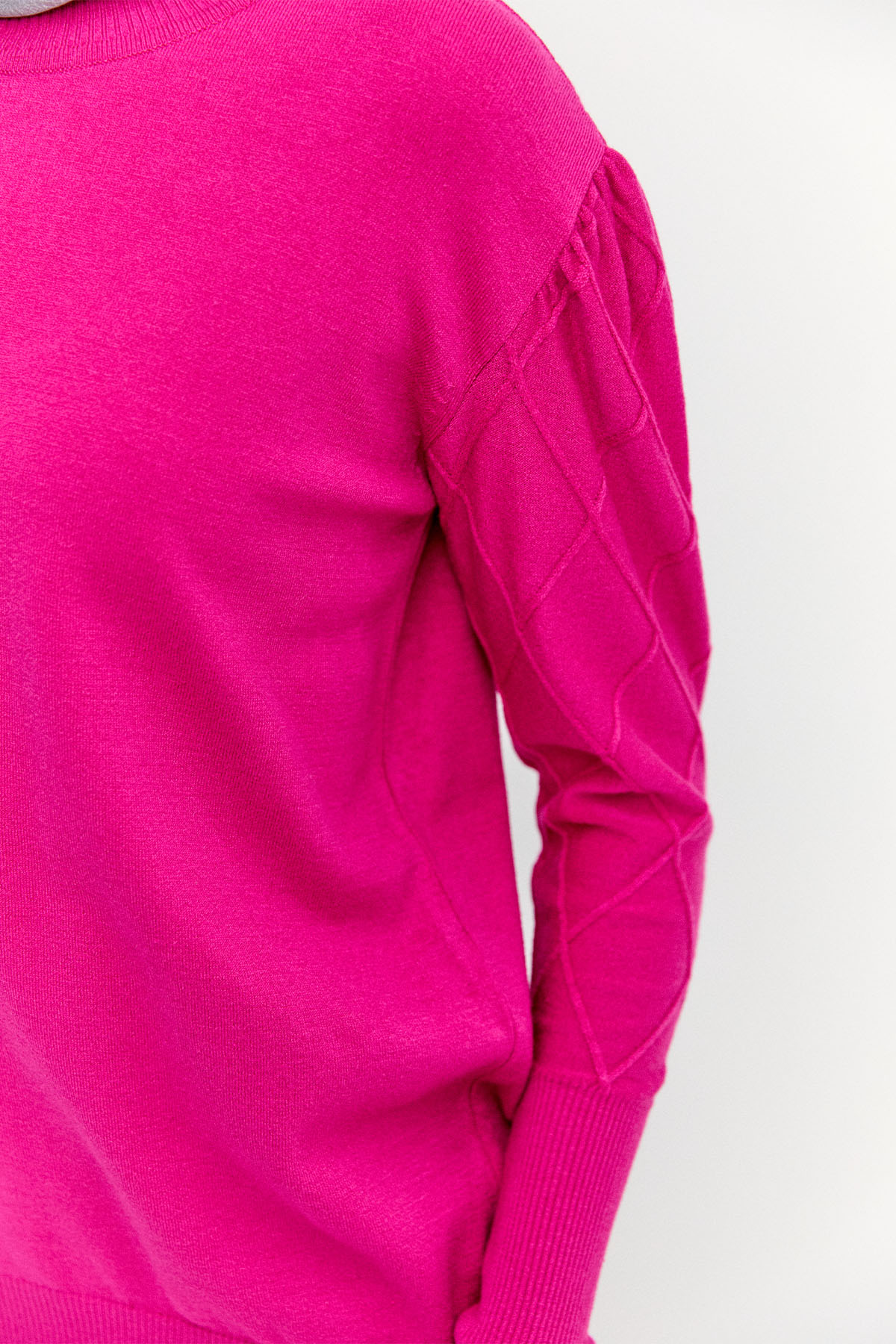 Baklava Desenli Ribanalı Triko Bluz, Tesettür Giyim