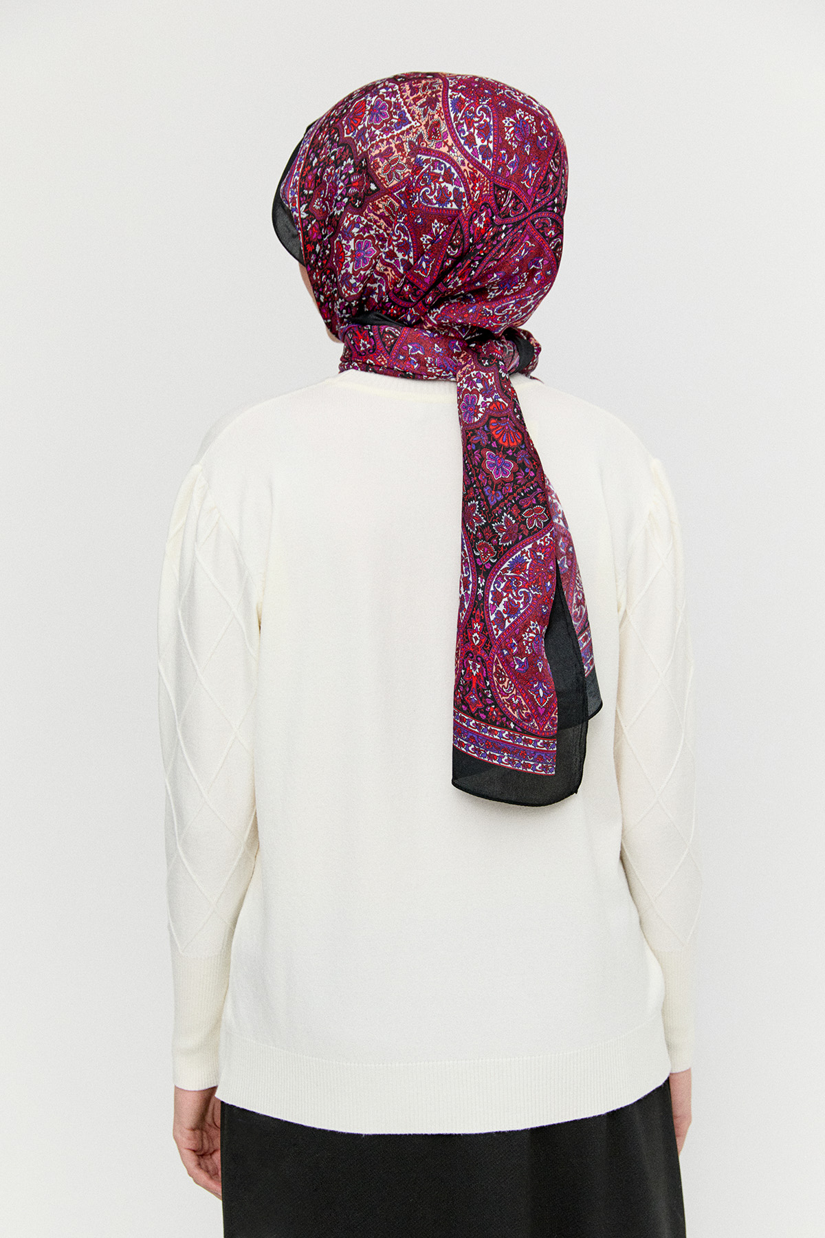 Baklava Desenli Ribanalı Triko Bluz, Tesettür Giyim