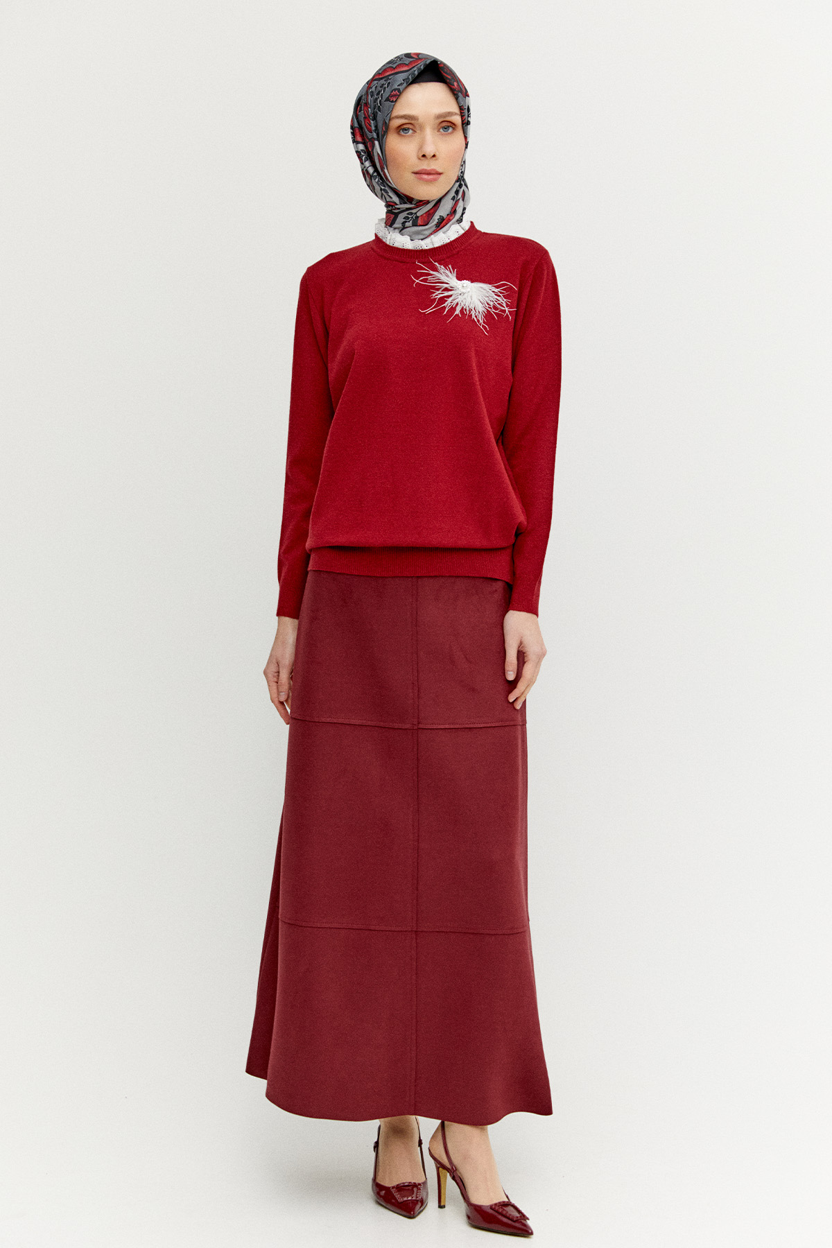 Otriş Taş Broşlu Fistolu Triko Bluz