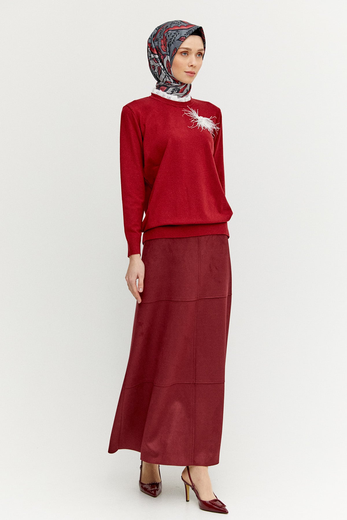 Otriş Taş Broşlu Fistolu Triko Bluz